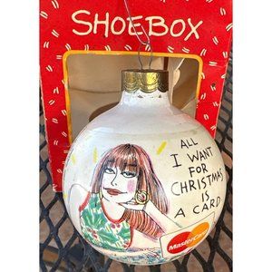 Vintage 1992 Hallmark Cards Mastercard All I Want For Christmas Glass Ornament